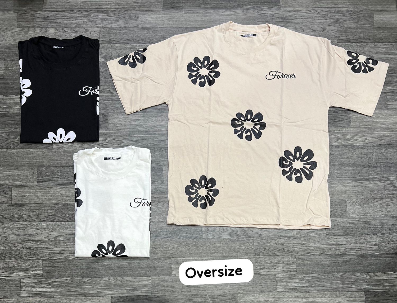 OVERSIZE - Forever Flores - beige | M L