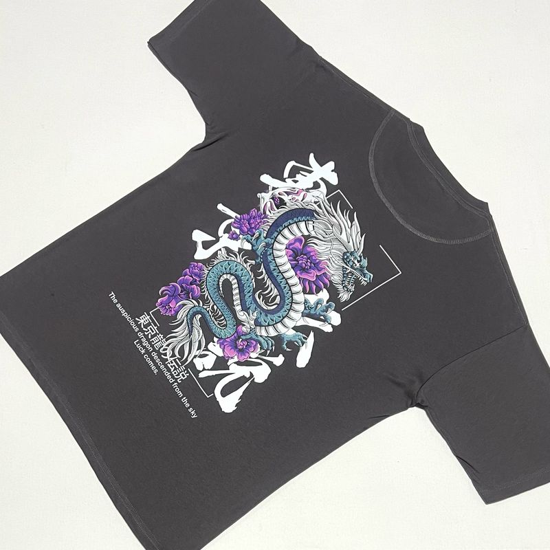 OVERSIZE - dragon - gris | M L