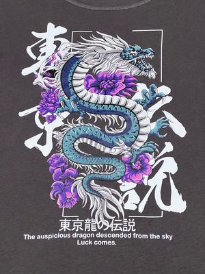 OVERSIZE - dragon - gris | M L