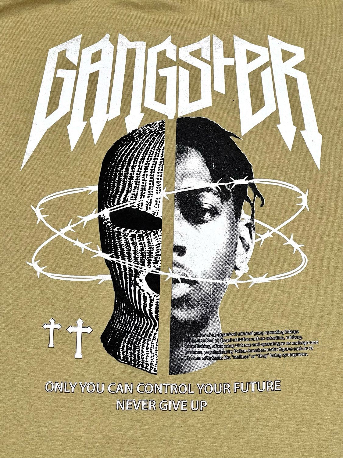 OVERSIZE - Gánster Never Give Up - crema | M L