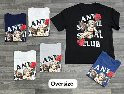 OVERSIZE - Anti Social S C cupido y rosas - negra | M L