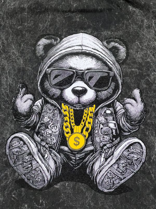 OVERSIZE Camiseta Nevada - Fuck Bear - Acid Wash | M L