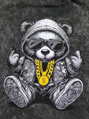 OVERSIZE Camiseta Nevada - Fuck Bear - Acid Wash | M L