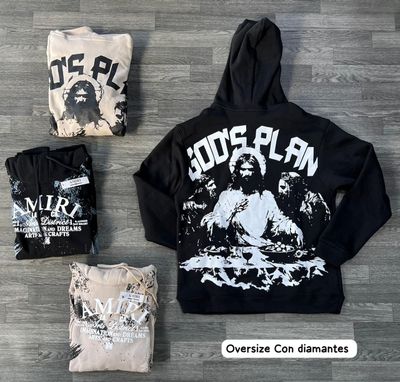 Hoodie God's Plan - Perlado - Medium Oversize