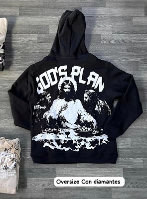 Hoodie God's Plan - Perlado - Medium Oversize