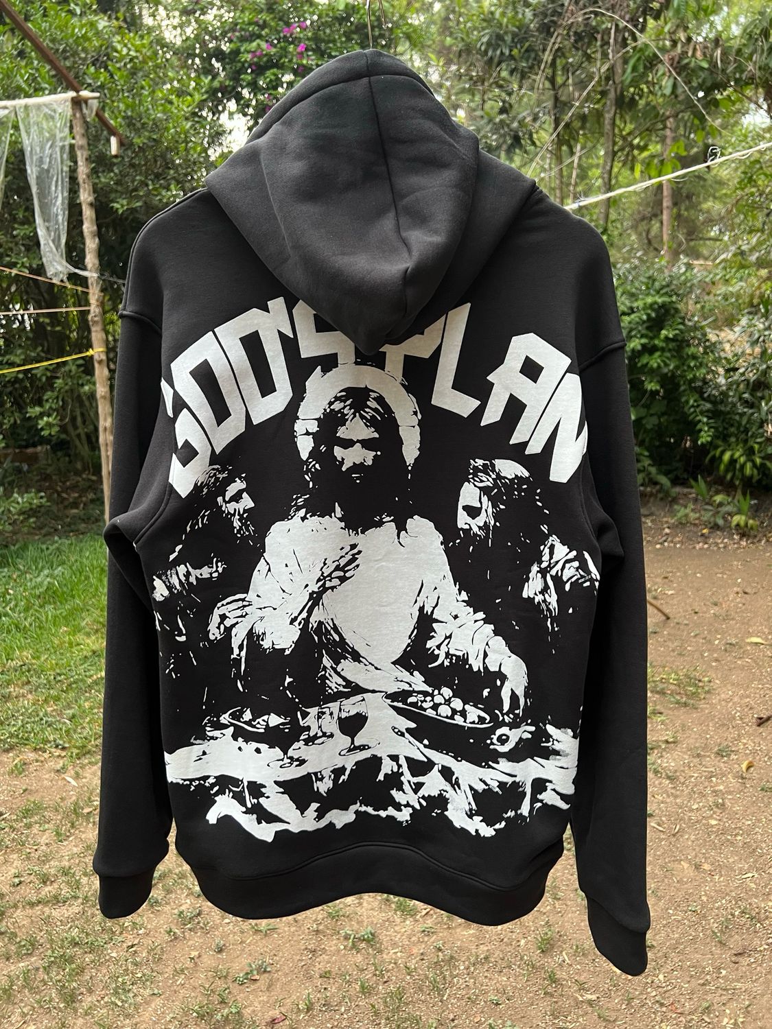 Hoodie God's Plan - Perlado - Medium Oversize