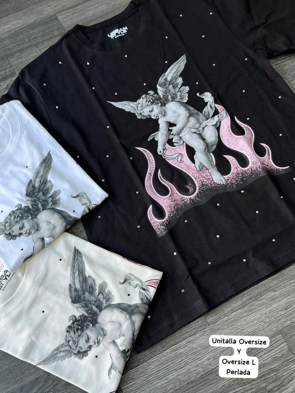 OVERSIZE perlada - ángel en fuego rosado | Medium