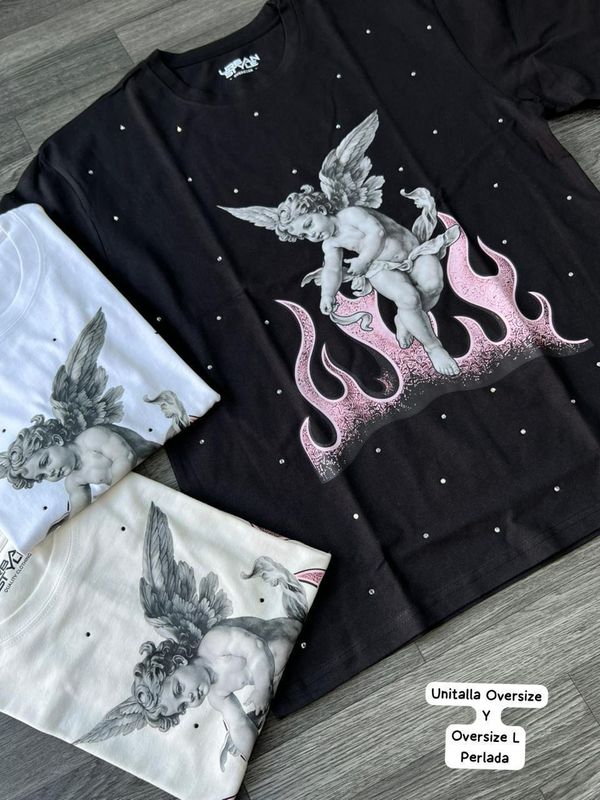 OVERSIZE perlada - ángel en fuego rosado | Medium