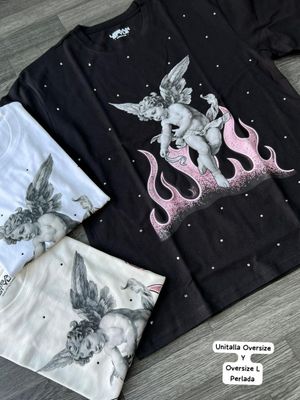 OVERSIZE perlada - ángel en fuego rosado | Medium