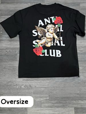OVERSIZE - Anti Social S C cupido y rosas - negra | S M