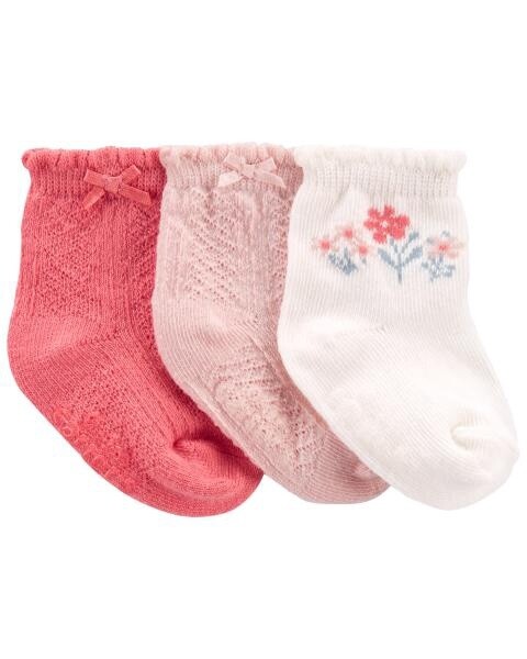 3-Pack Pointelle Booties, SIZE: 0-3