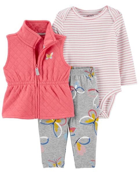 Vest Set Pink Butterfly