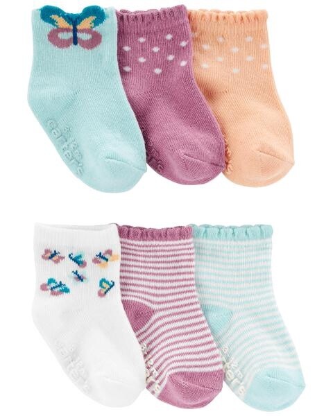 6 Pack Booties/Socks Butterfly