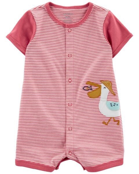Red Stripe Seagull Romper