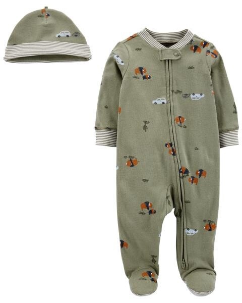 Bison Babygrow with Beanie