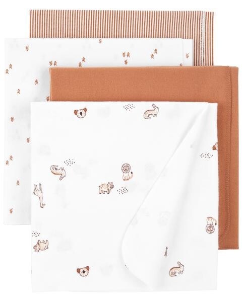 4 Pack Receiving Blankets Safari