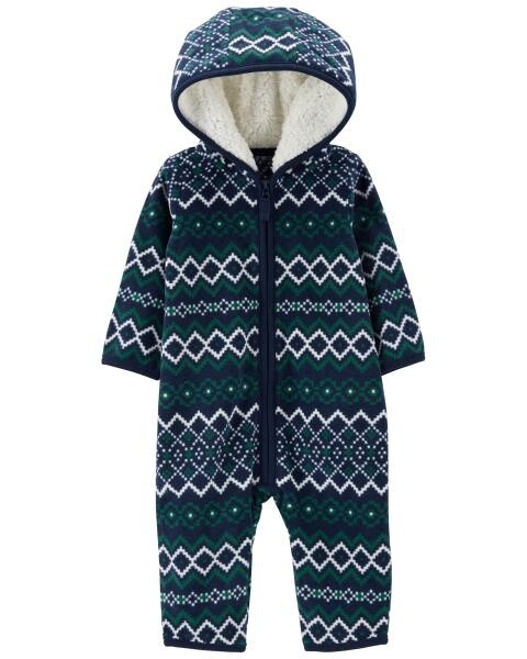 Navy Fair Isle Wool Babygrow