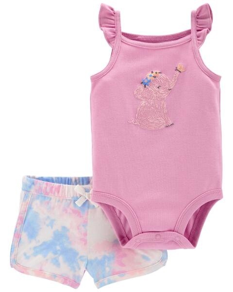 Baby 2 Piece Elephant Bodysuit &amp; Short Set