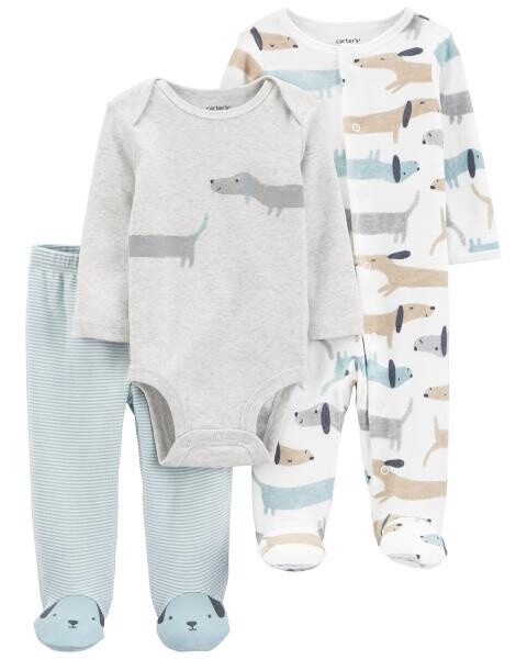 3-Piece Dog Bodysuit &amp; Sleep &amp; Play Set, SIZE: 3months