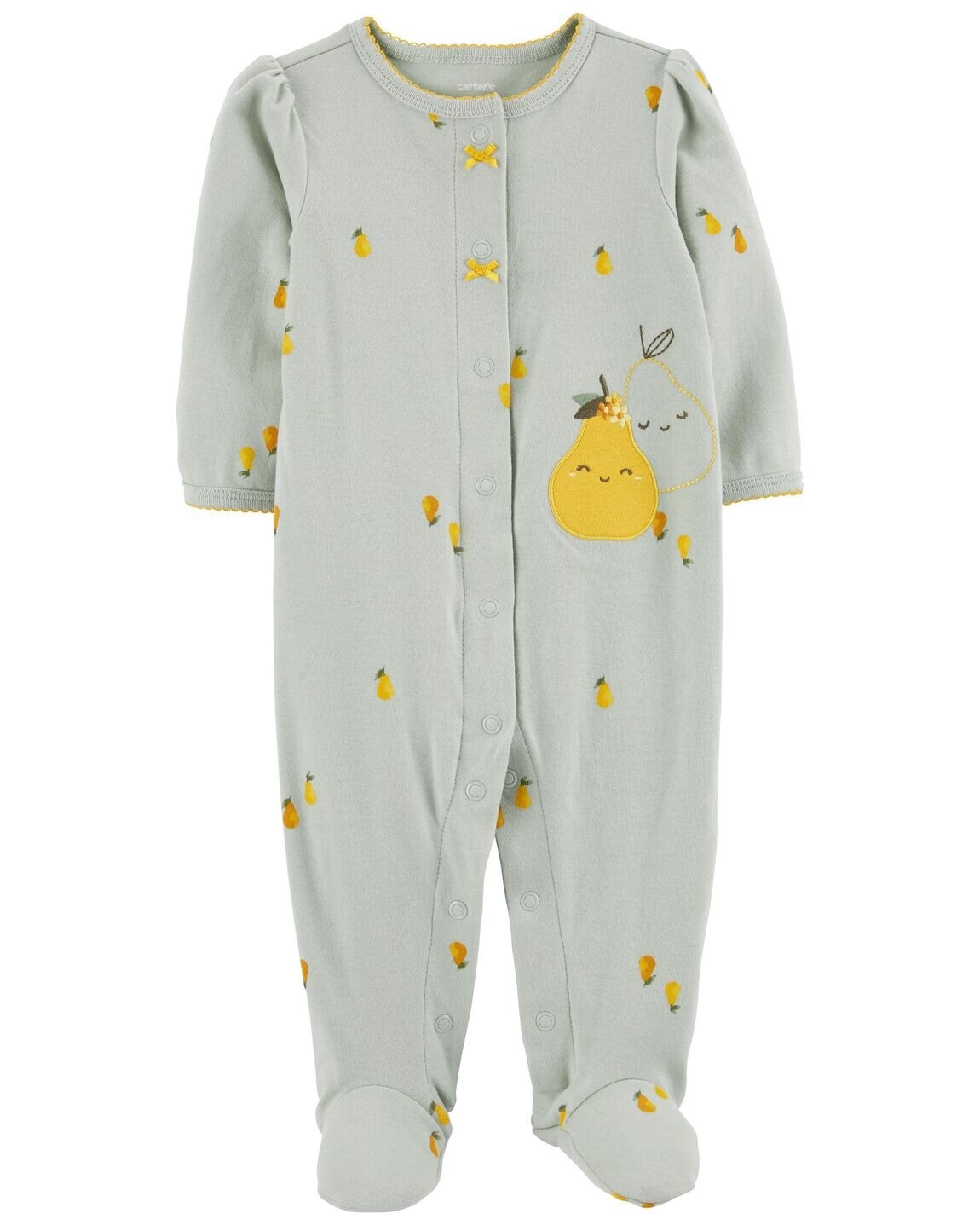 Baby Pear Snap-Up Cotton Sleep &amp; Play