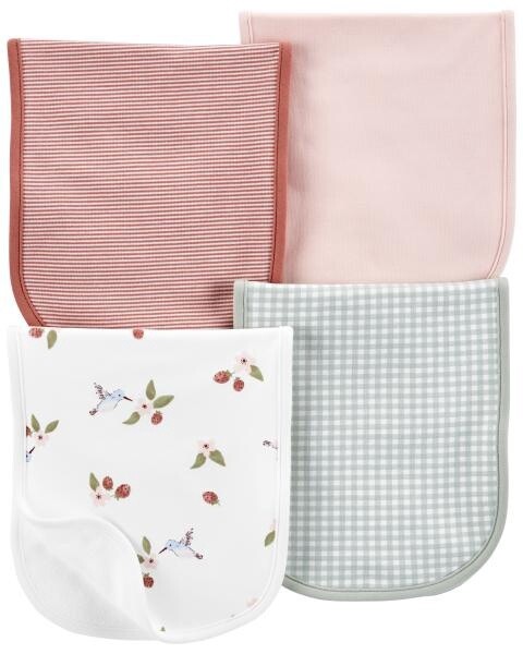 4 Pack Burp Cloth Pink Hummingbirds