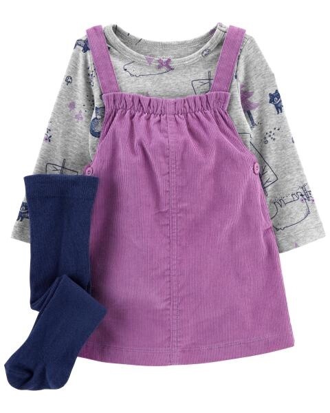 3-Piece Tee &amp; Jumper Set Purple