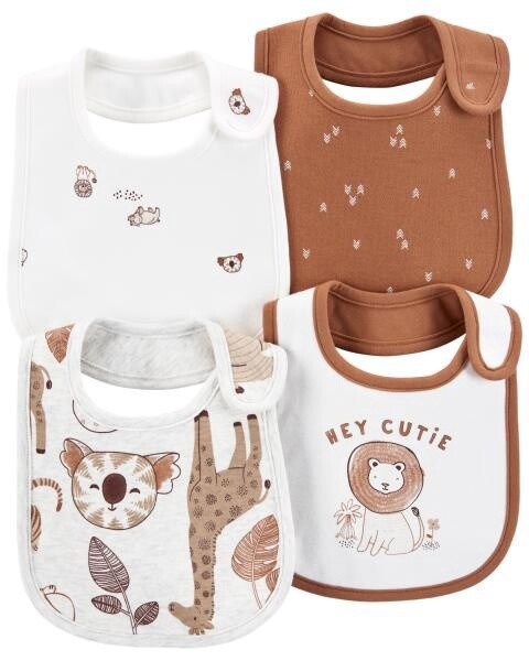 4 Pack Bib Set Safari Brown