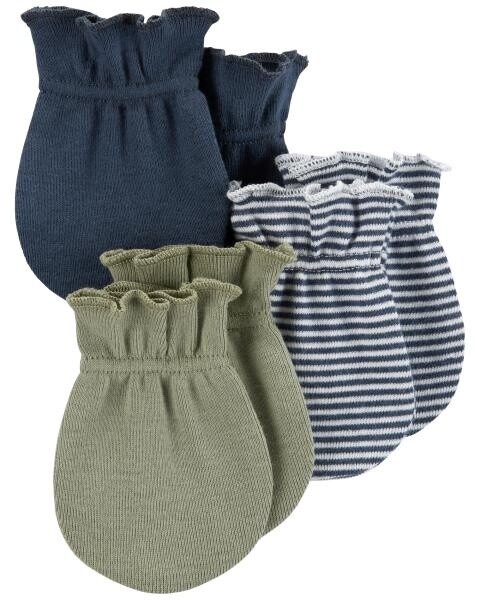 3 Pack Baby Mitten Green and Navy