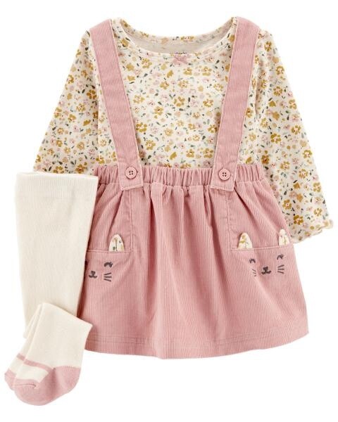 Baby 3-Piece Floral Tee &amp; Jumper Set