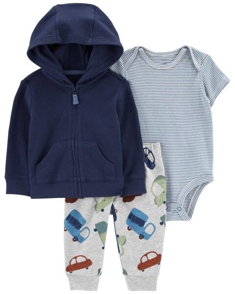 Blue Cars Cardigan Set