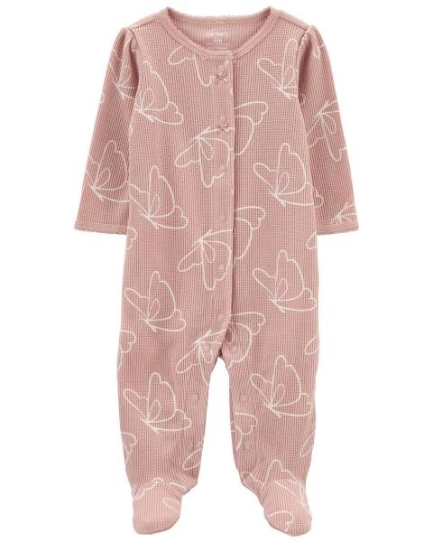 Pink Outline Textured Butterfly Baby Grow