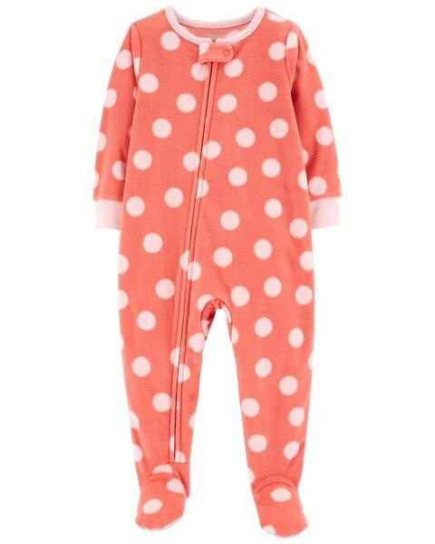 Baby 1-Piece Polka Dot Fleece Footie Babygrow