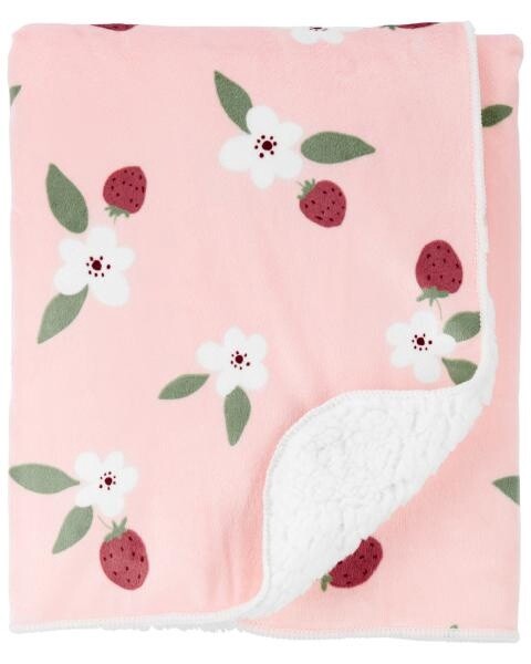 Pink Strawberry Plush Blanket