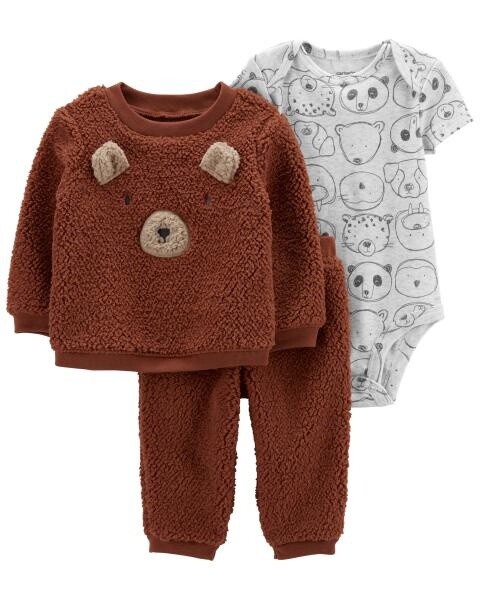 Brown Sherpa Bear Set