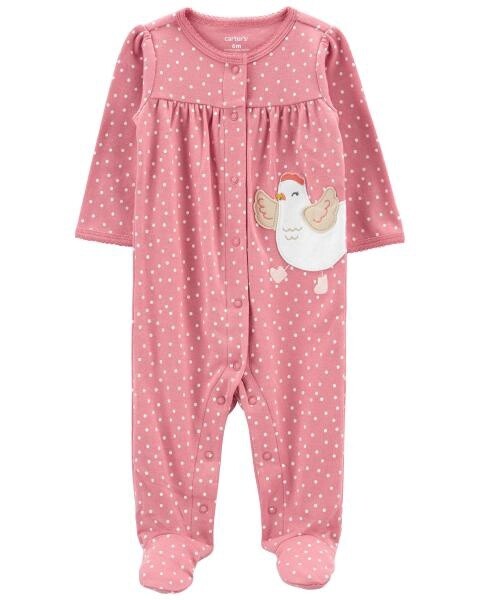 Pink Dot Chicken Baby Grow