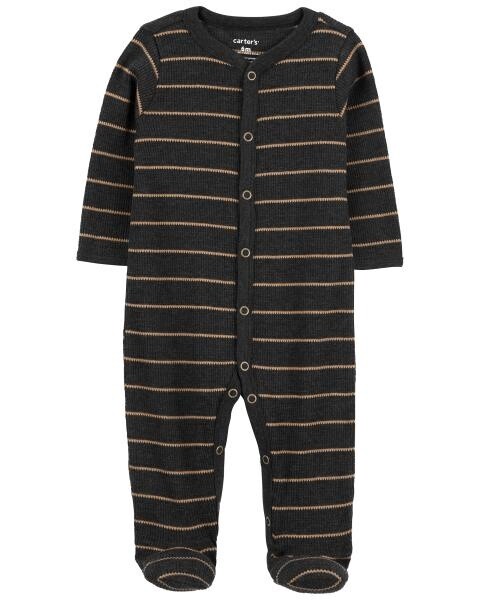 Grey &amp; Beige Stripe Baby Grow