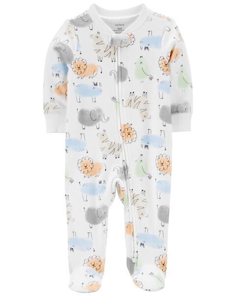 Ivory Multi Animal Babygrow
