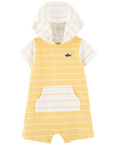 Yellow Stripe Romper with Hoodie