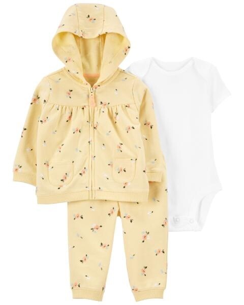Yellow Floral Cardigan Set