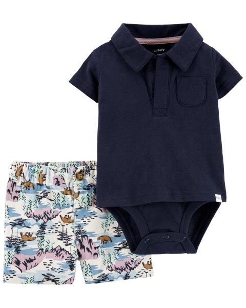 2 Piece Set Navy &amp; Forest