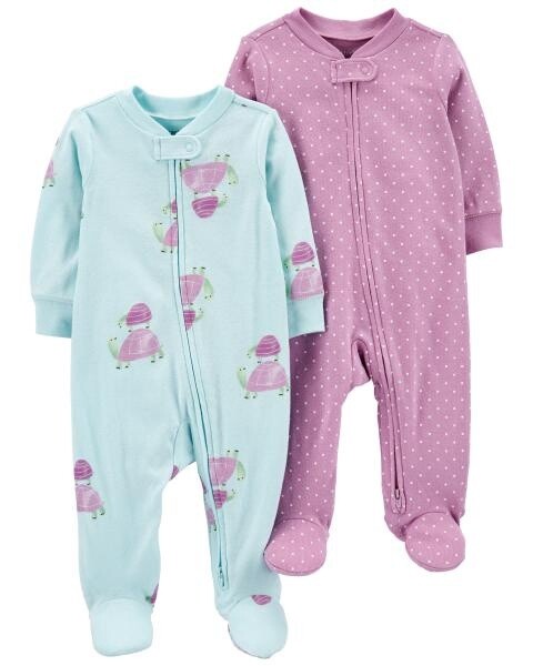 2 Pack Blue and Purple Turtle Baby Grow