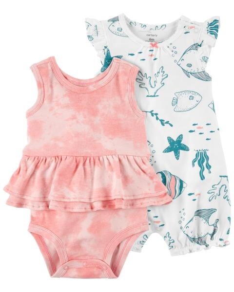 2 Pack Baby Romper &amp; Sunsuit Set