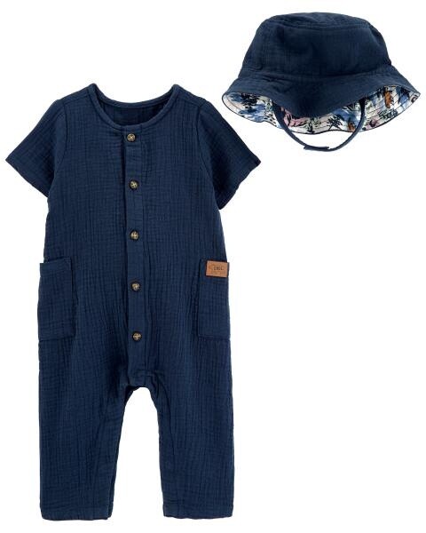 2 Piece Hat Navy Set