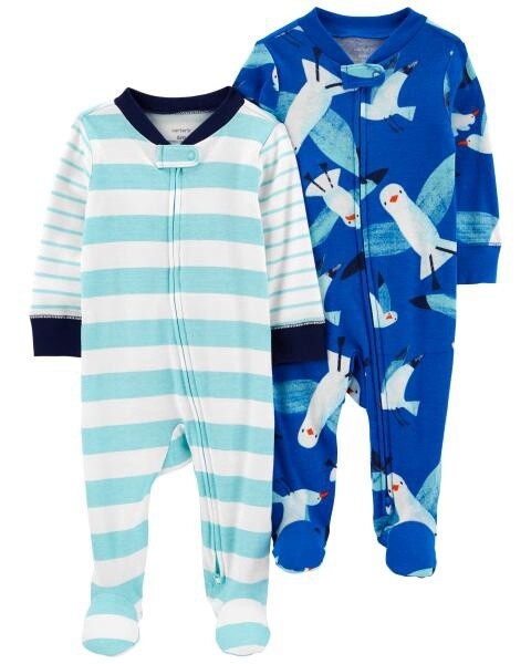 2 Pack Blue Seagull Baby Grow