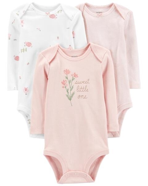 3 Pack Pink &amp;  White Bodysuits