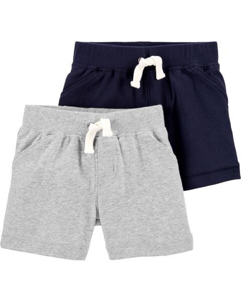 2-Pack Pull-On Shorts, COLOUR: Grey &amp; Navy, SIZE: 12months