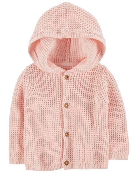 Pink Hooded Cardigan