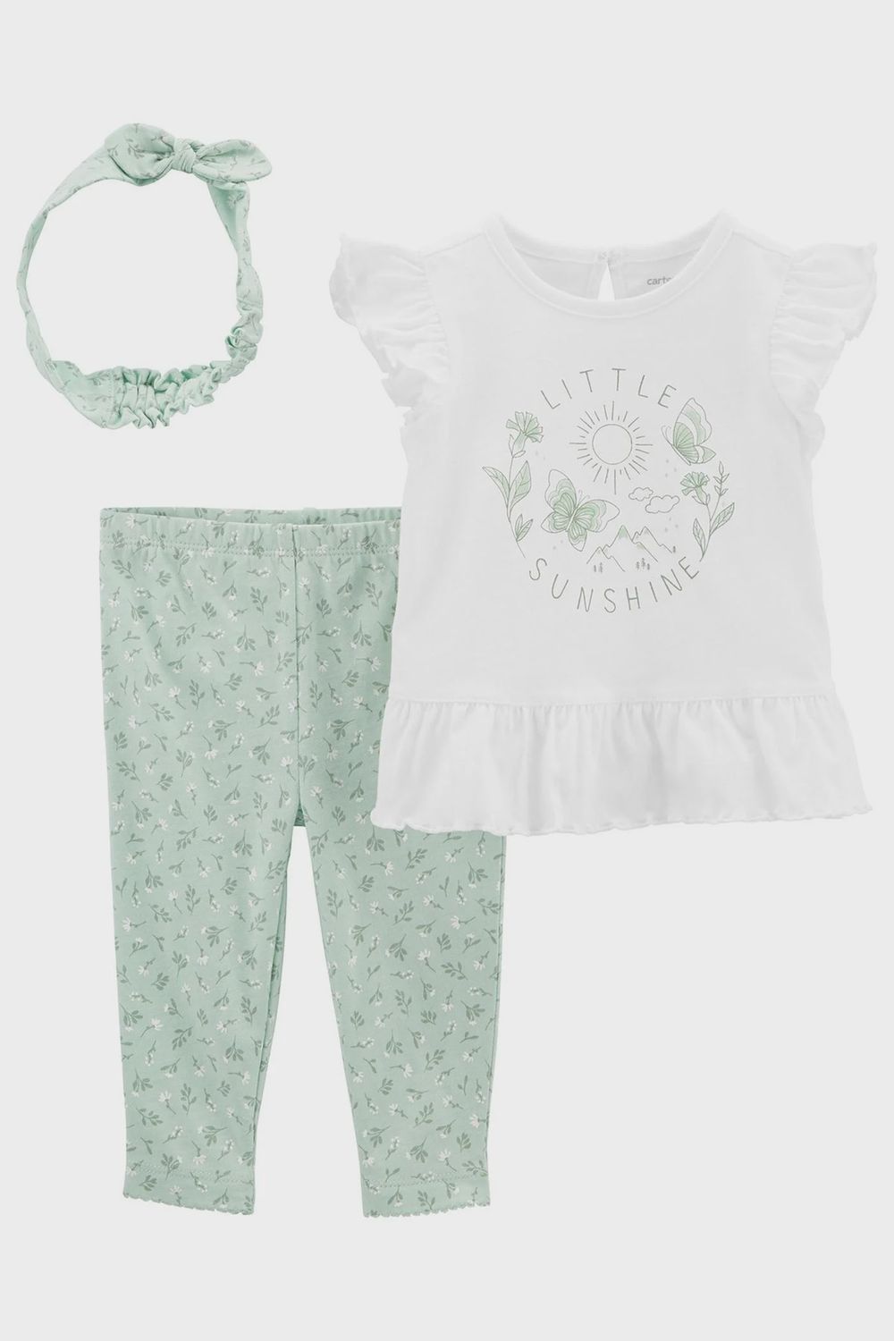 3 Piece Mint Floral Set