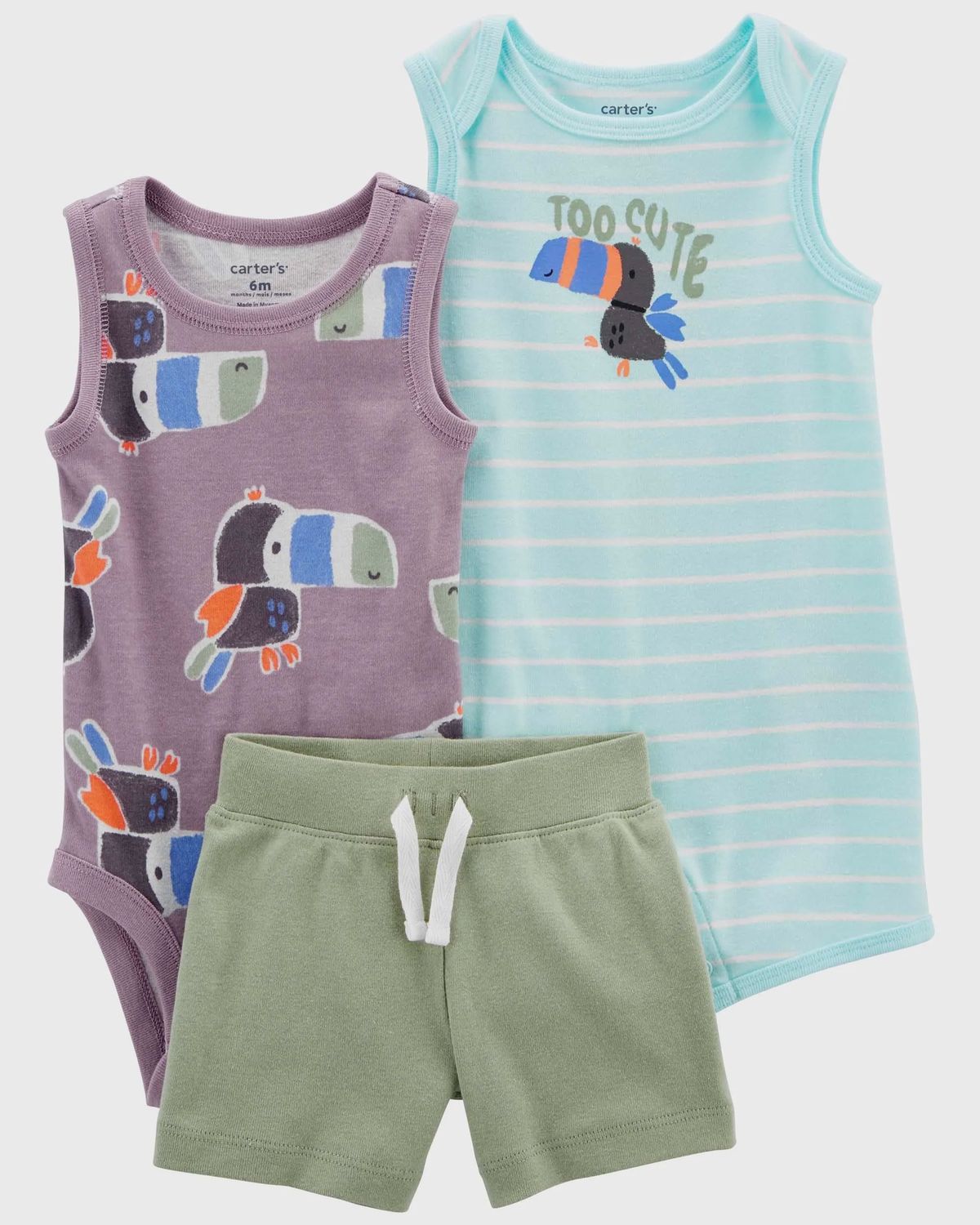 3 Piece Toucan Pant and Romper Set