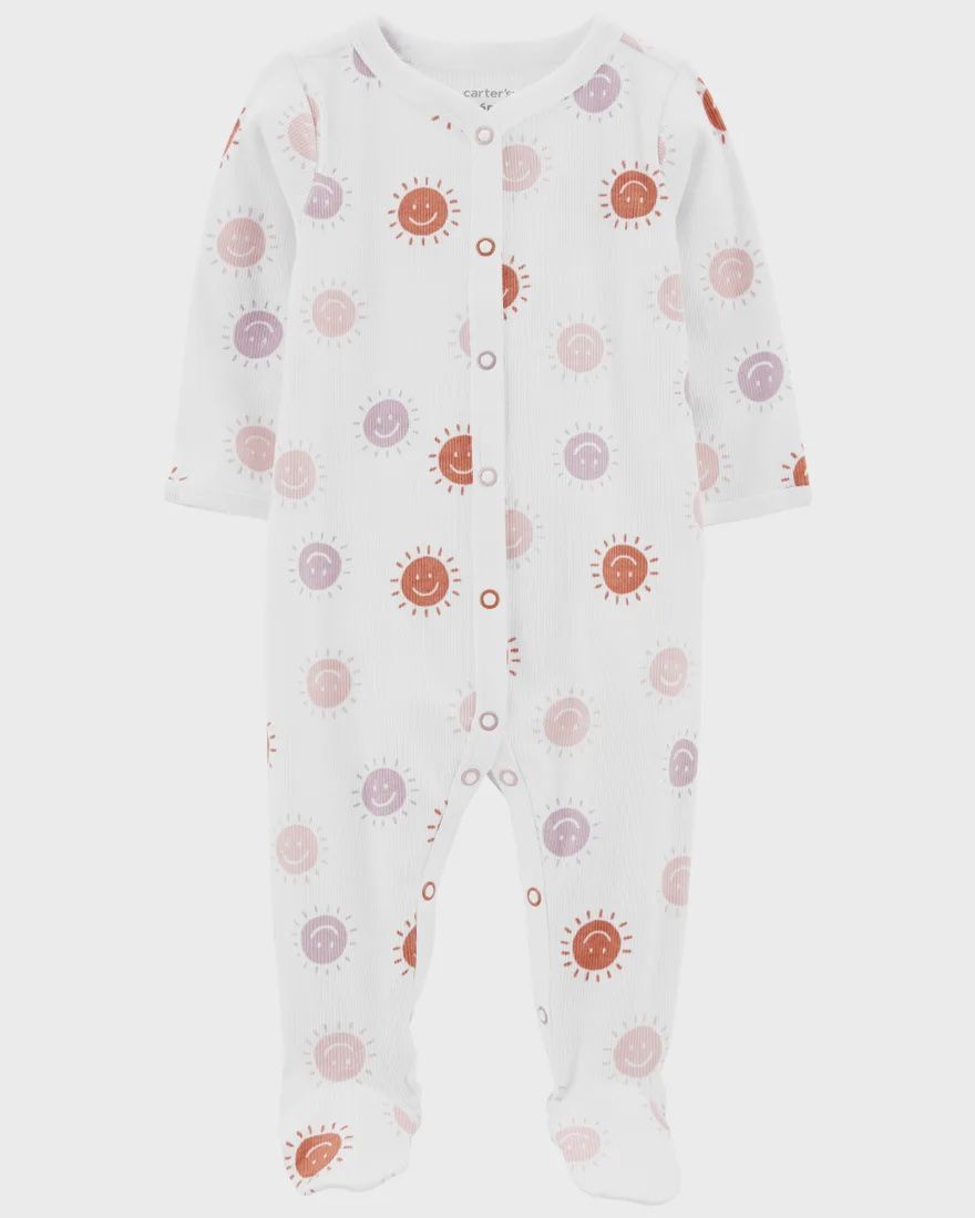 Textured Smiley Print Baby Grow